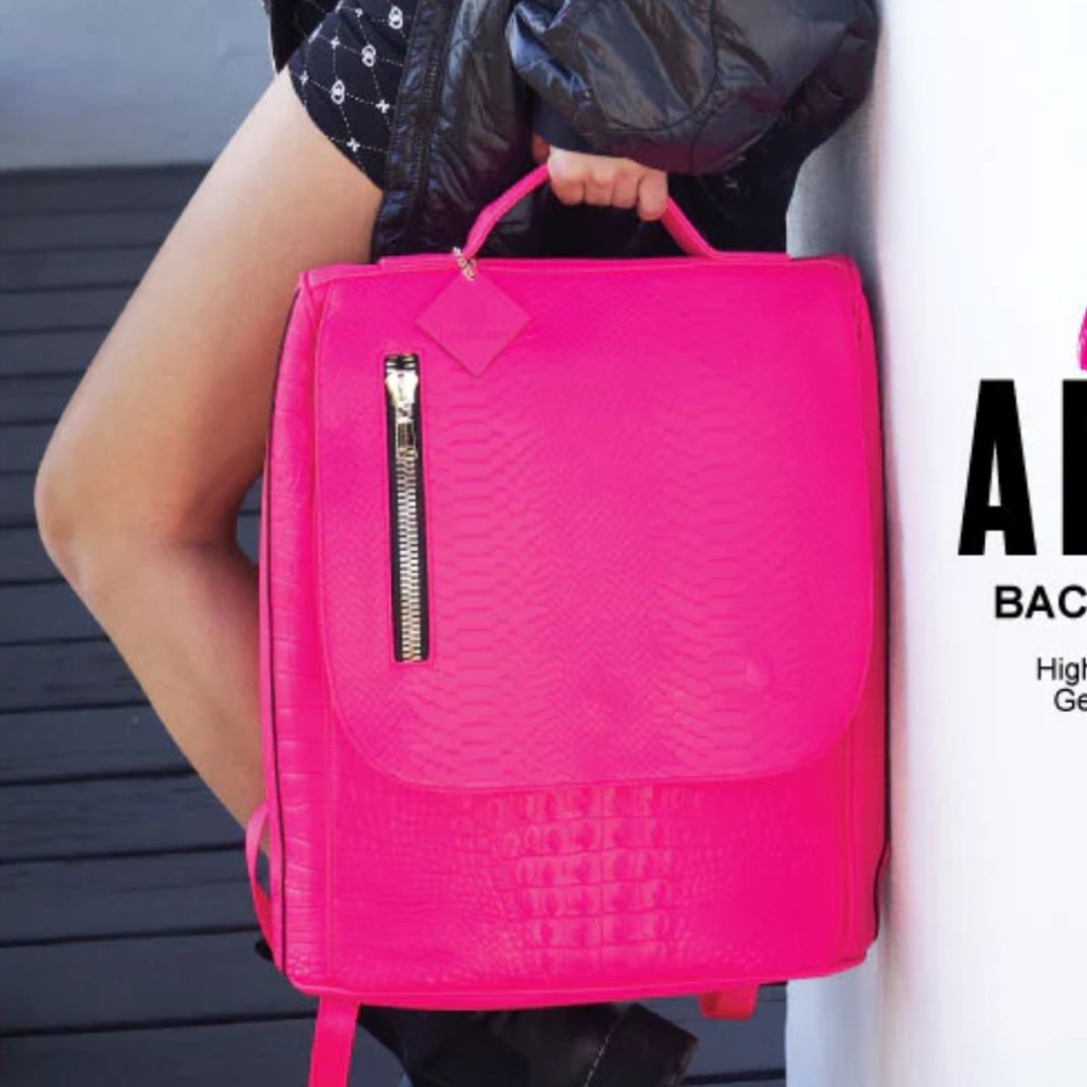 Tote&Carry Apollo 2 Neon Pink Faux Crocodile Skin BackBack BookBag LG